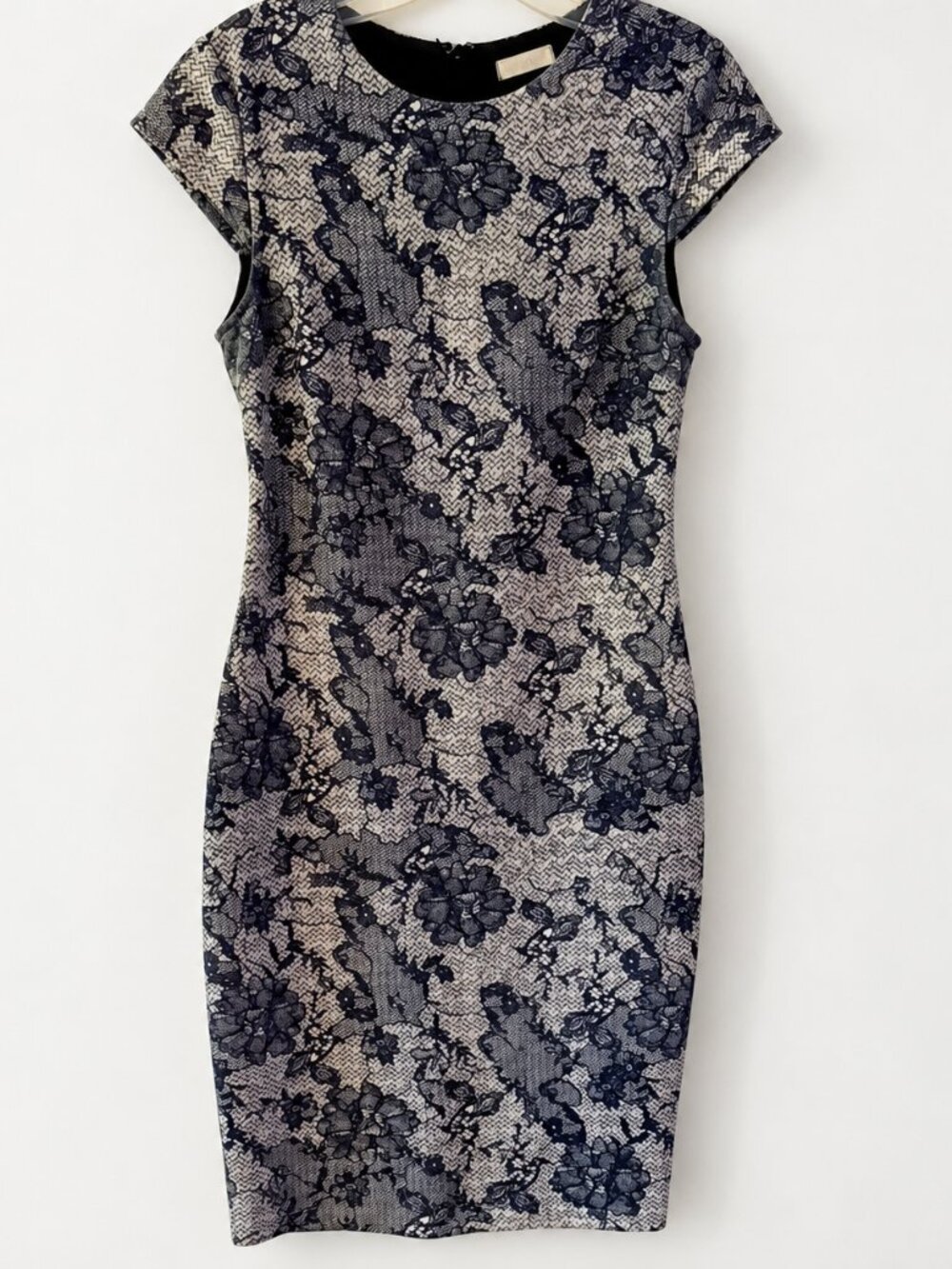 Blush Black and Gray Floral Lace Midi Dress